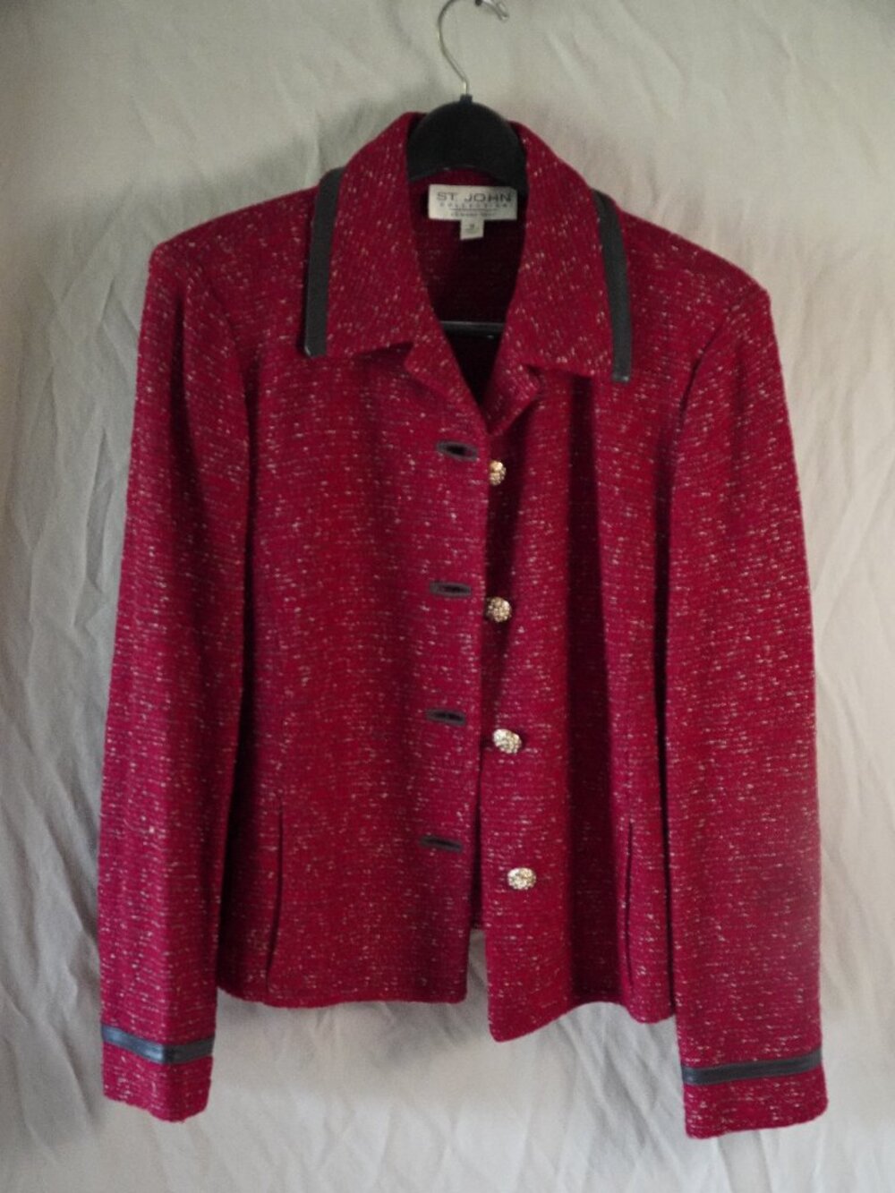 Vintage St. John Collection by Marie Gray red knit blazer